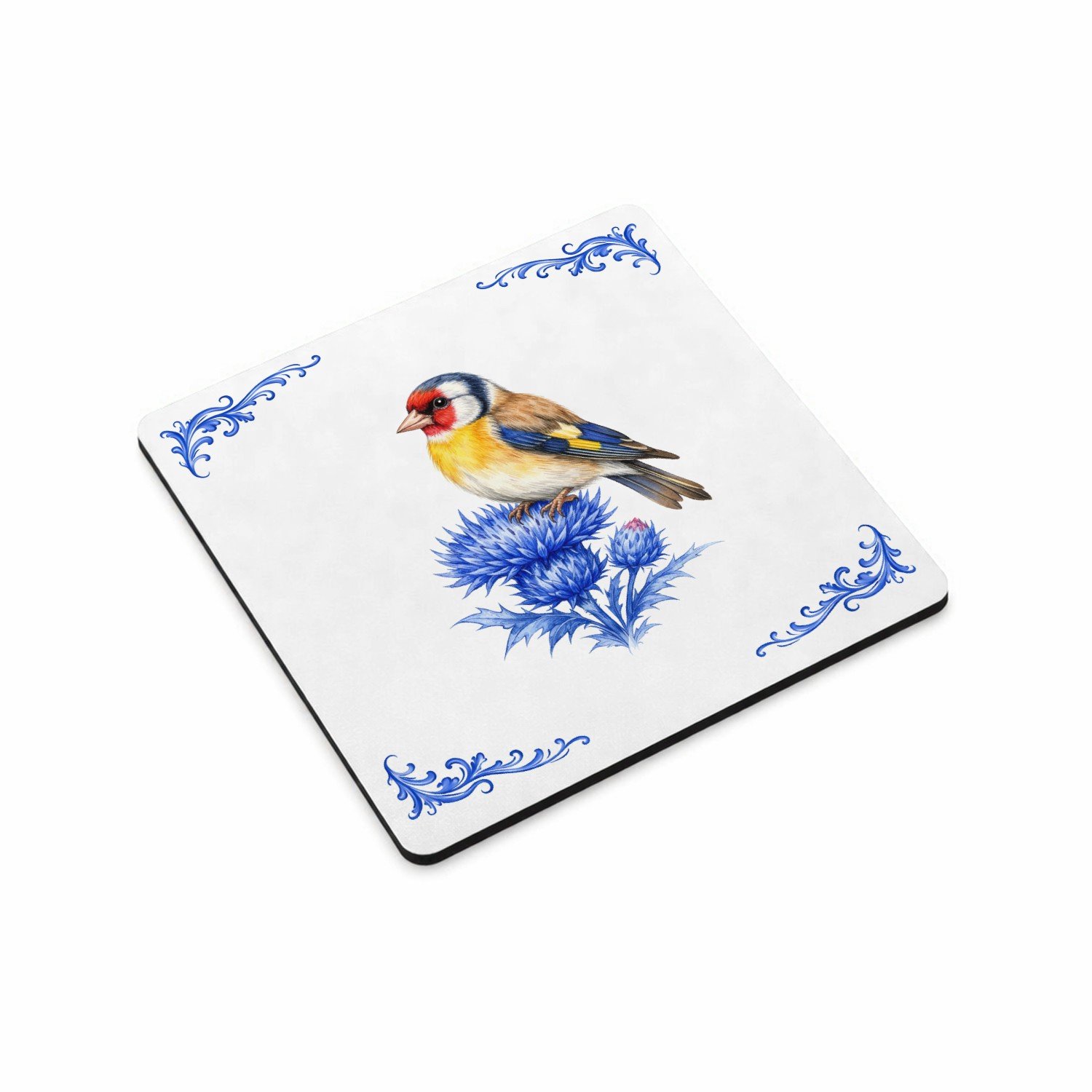 Mr Cadeautjes MDF magnetische fotolijst vierkant 9,5 - design Klassieke botanische vogelprint met een andere tuinvogel en | cadeau Wit