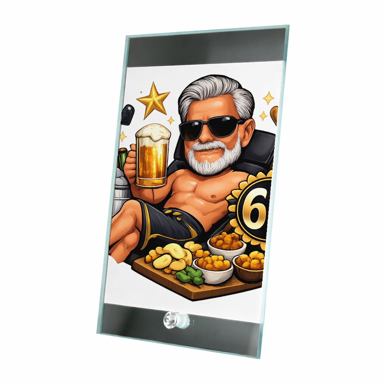 Mr Cadeautjes Glasframe 15 x 23 - design Jubileum-cocktail in loungestijl | cadeau Wit