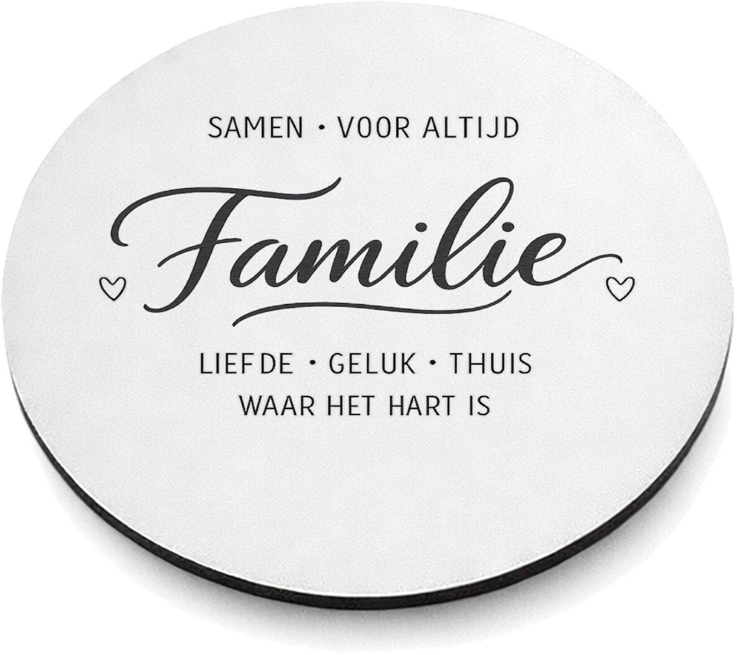 Mr Cadeautjes MDF magnetische fotolijst rond Ø 9,5 - design Een vergelijkbare warme typografische cadeaustijl met een ce | cadeau Wit