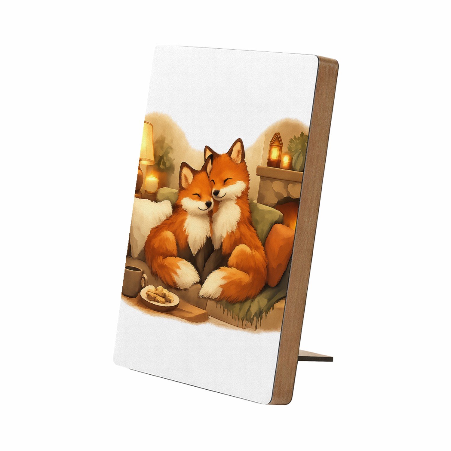 Mr Cadeautjes Glasframe/MDF 12,7 x 17,8 - design Een gezellige ochtendscène met twee dikke honden op een keuk | cadeau Wit