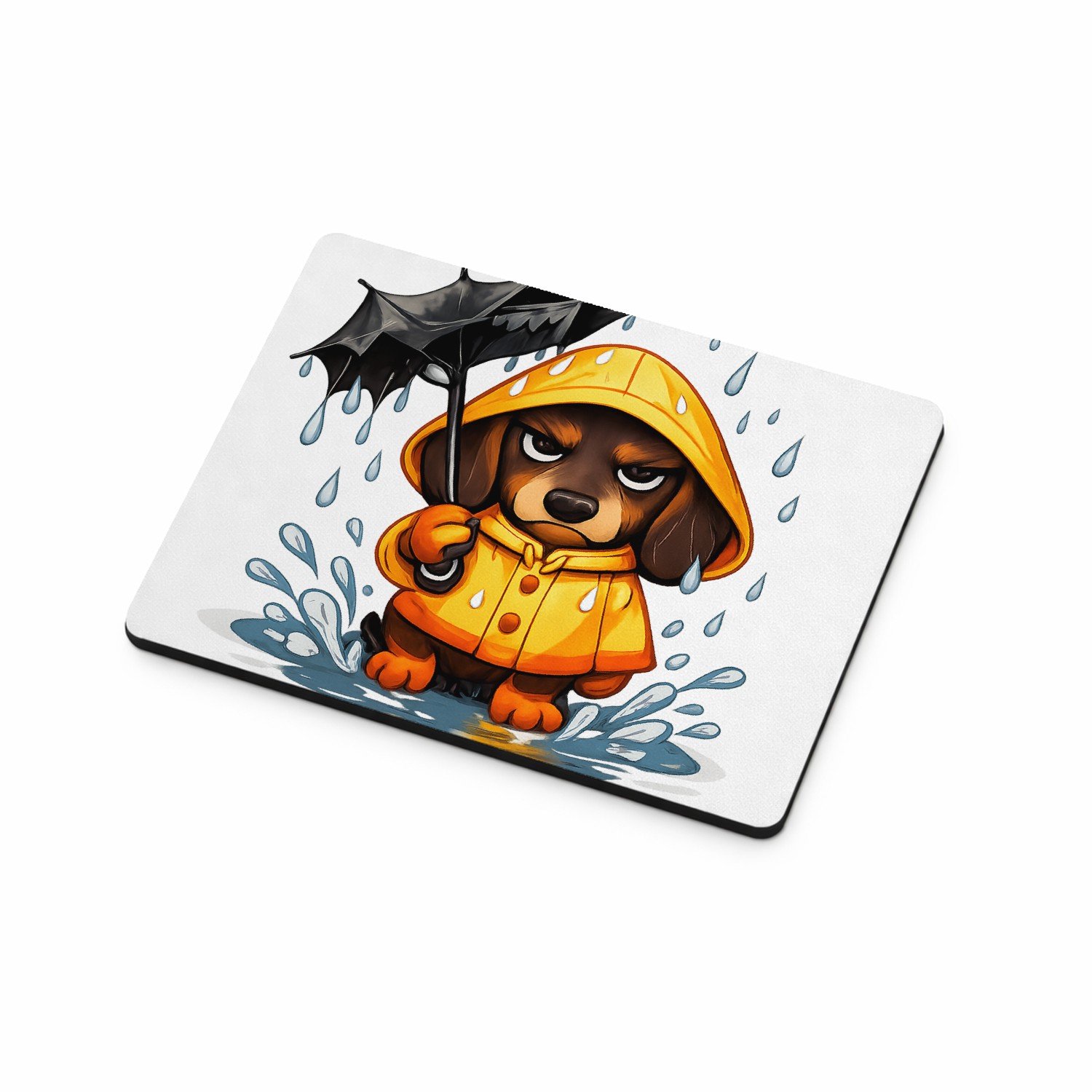 Mr Cadeautjes MDF magnetische fotolijst 9 x 7 - design Een chagrijnige teckel in een regenjas met een kapot ogende | cadeau Wit