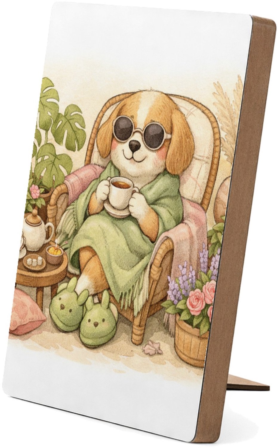 Mr Cadeautjes Glasframe/MDF 12,7 x 17,8 - design Een rustige wellness-scène met een dierlijke hoofdfiguur voo | cadeau Wit