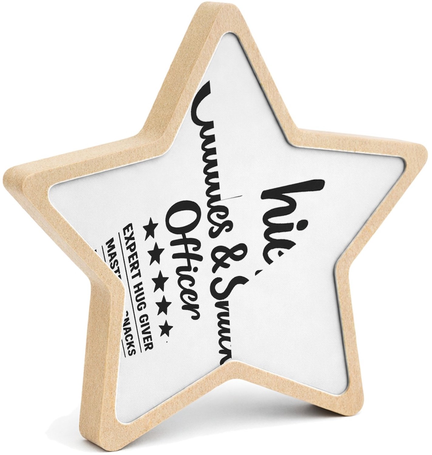 Mr Cadeautjes MDF fotolijst ster 14 x 13,5 - design Een luchtige 'professionele titel' met een knipoog voor een | cadeau Wit