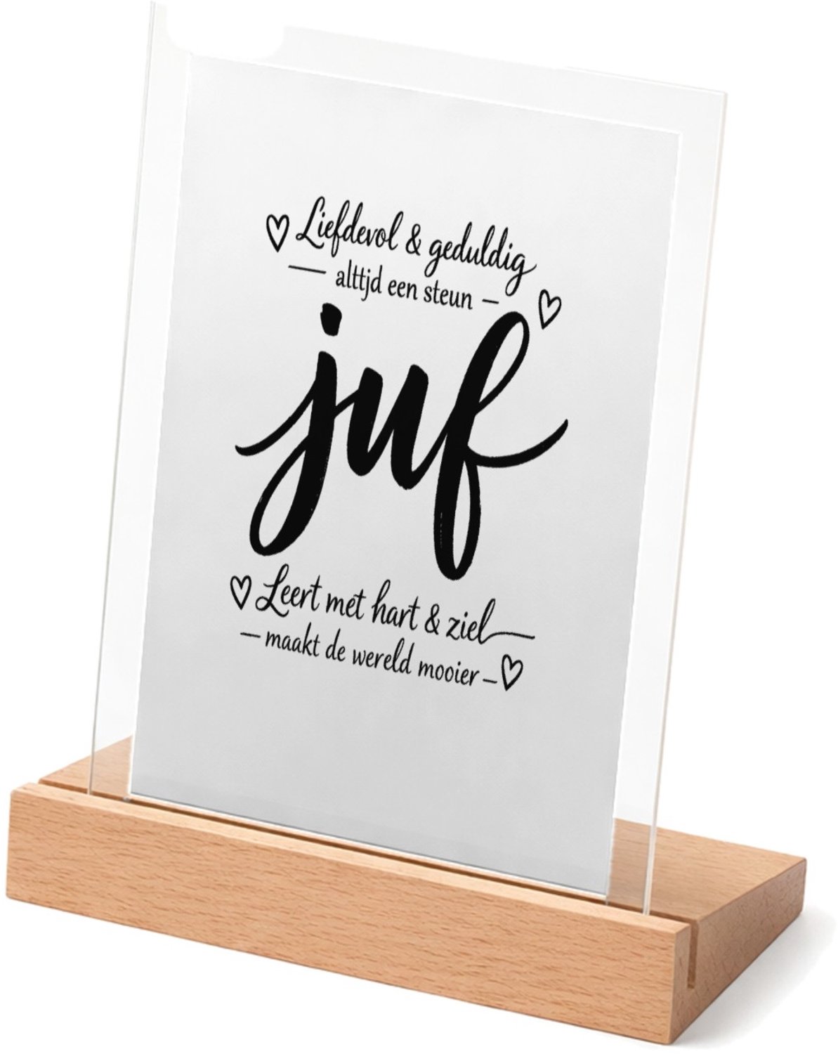 Mr Cadeautjes Glasframe met vaste tekst - design Een minimalistische tekstprint met een groot kernwoord, aang | cadeau Wit