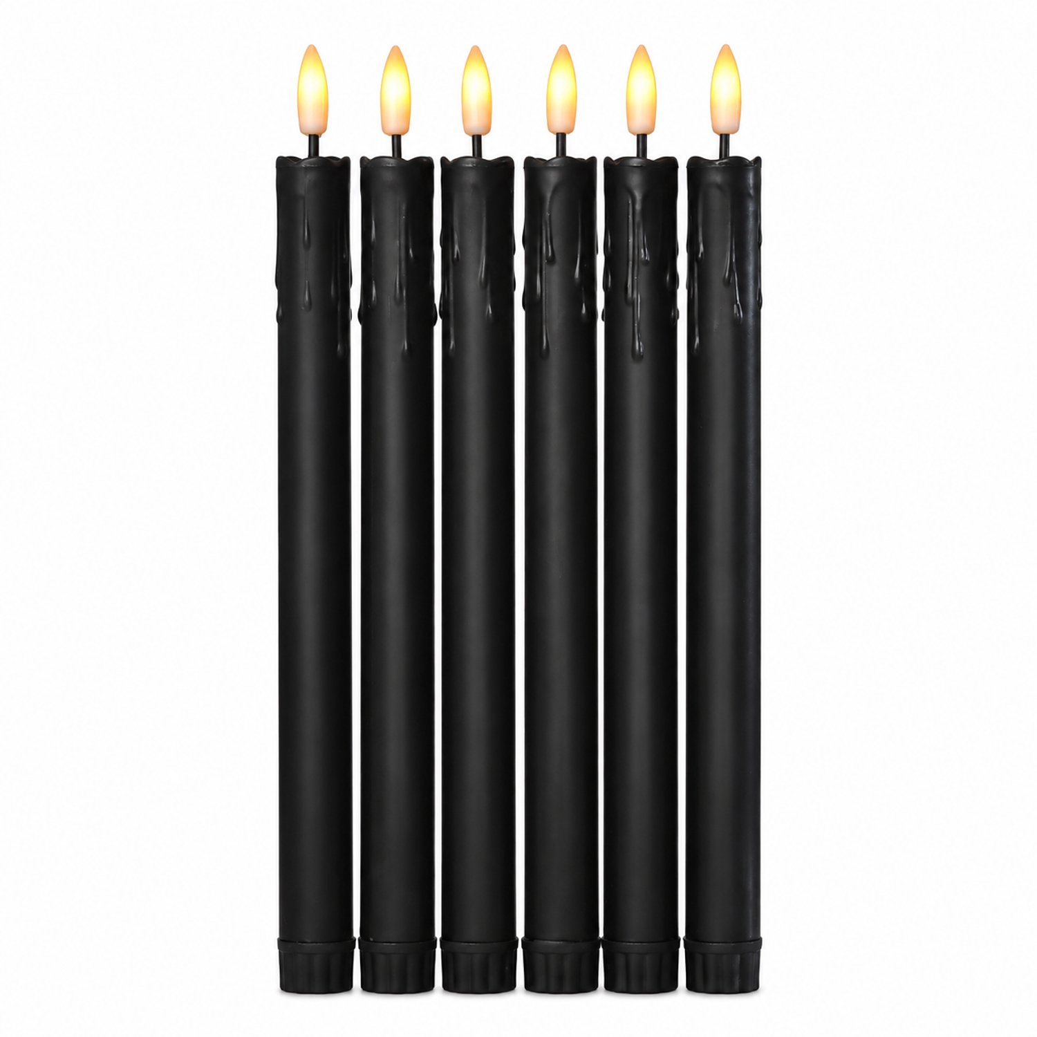 SWGOTA led kaarsen - 1 zwarte decoratiekaars met warm LED-licht, puntige vlamvorm en druipdetails, standaarduitvoering