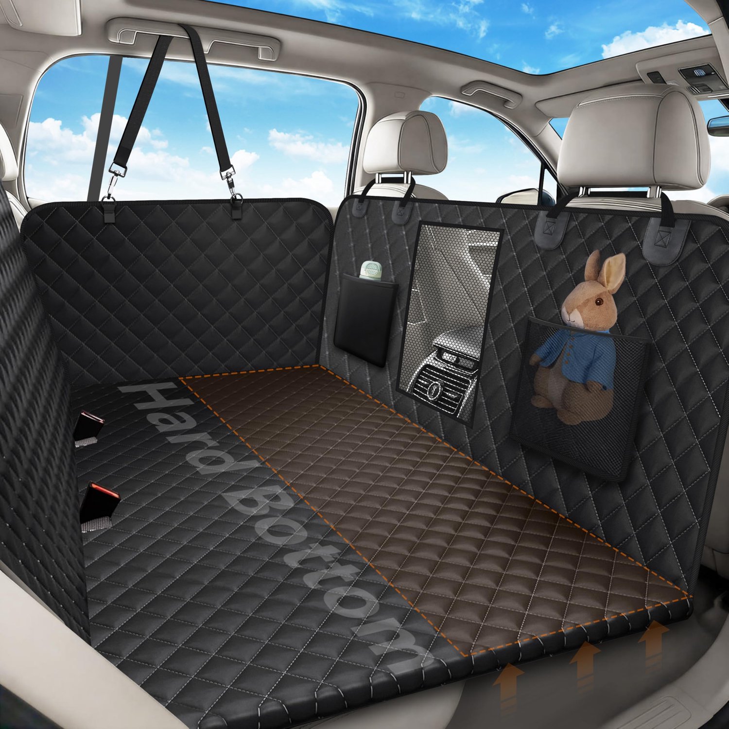 Rugstoelverlenger voor honden, geschikt voor 180 kg, waterdichte honden- auto achterstoelhoezen voor achterbank met harde bodem, opgewaardeerd materiaal, krasbestendig hangmat, reisbed voor