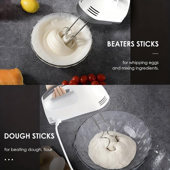 Handmixer 7 snelheden – 120W met roestvrijstalen kloppers en kneedhaken van Maisentiel — afbeelding 2