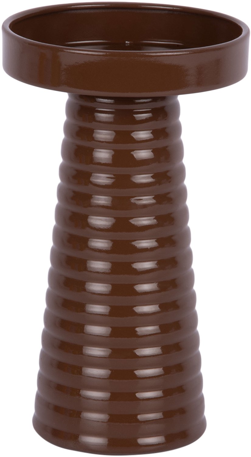 Present Time Kandelaar Catania Ribbed - Bruin - 11x11x19,5 cm