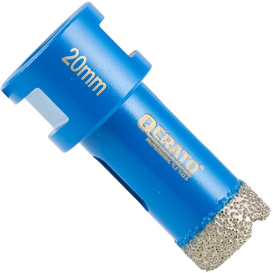 Blauwe Qerato diamantboor van 20mm met diamantcoating aan de snijkant.