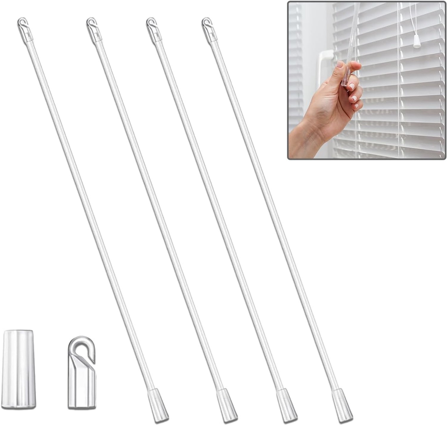 Verticale jaloezieën kantelstang 43 cm - helder PVC - 4 stuks - vervangingsonderdeel - ShopVlot