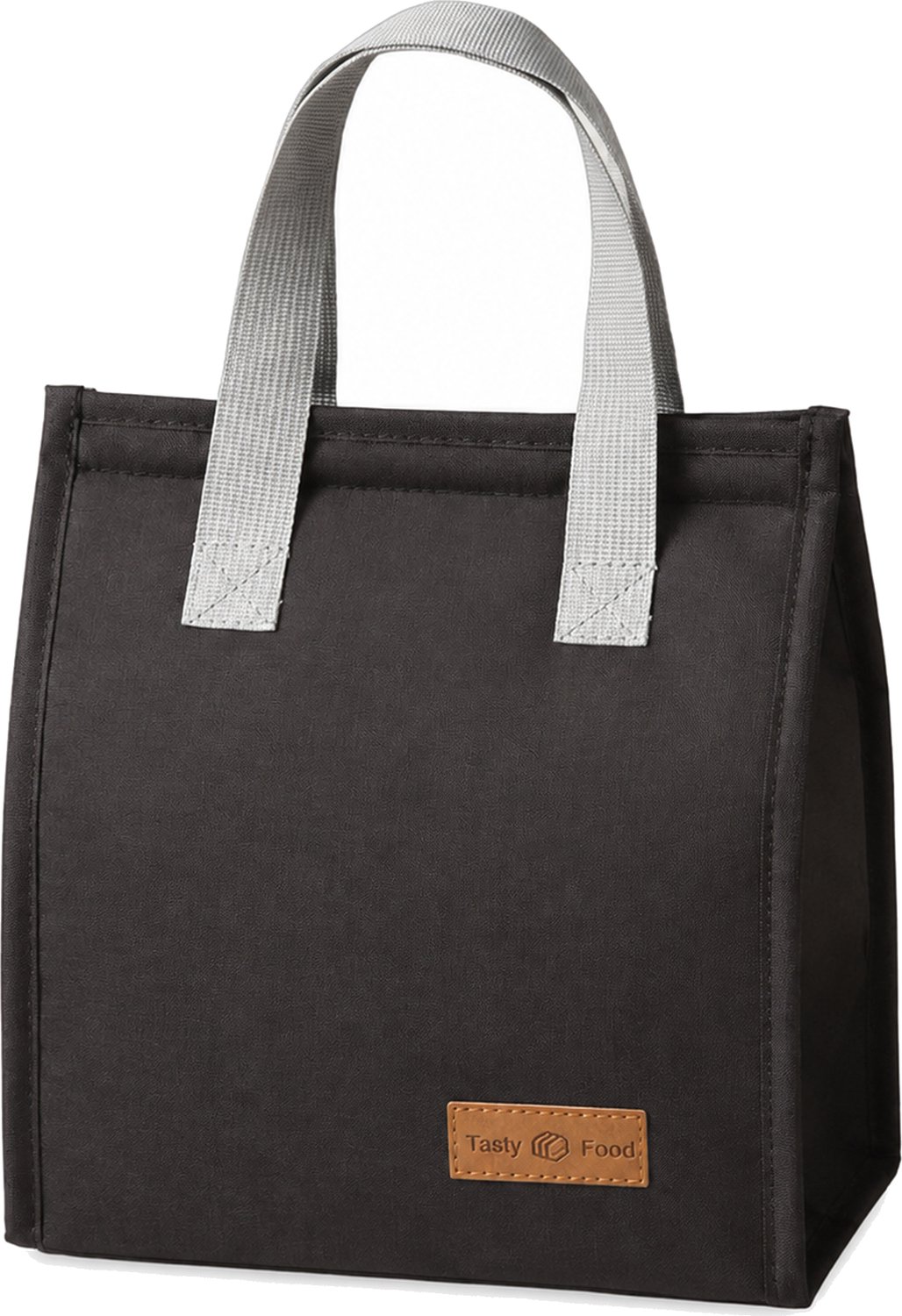Zwarte lunchtas met twee handgrepen voor onderweg