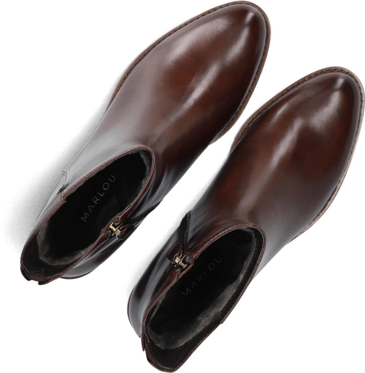 MARLOU Gg410 Enkellaarsjes - Enkelboots met rits - Dames - Bruin - Maat 40,5