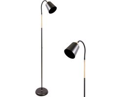 Amdelne Ijzeren Vloerlamp Zwart - Trompet lampenkap - E27 Lamphouder MAX60W - 2 meter stekker kabel -drukknopschakelaar - Zonder lamp