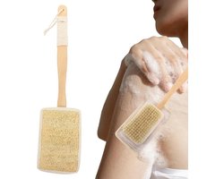 Luffa Douche - Handvat - Natuurlijke luffa - Ergonomische rugborstel voor lichaamscrub en dieptereiniging - Mannen, vrouwen, volwassenen, familie, vrienden