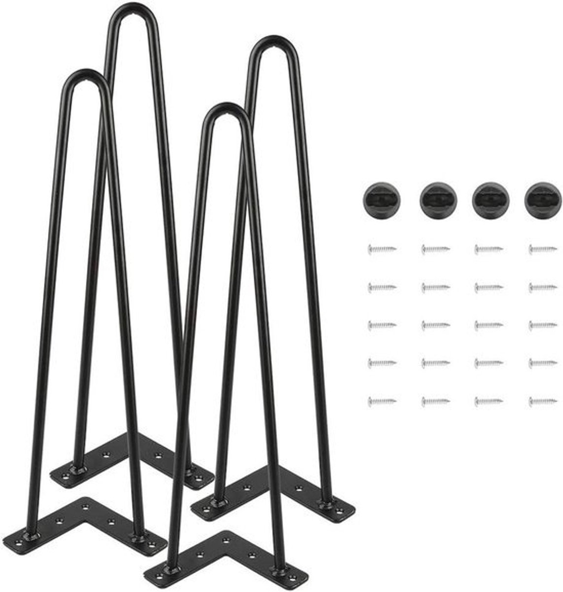 Haarspeldpoten voor tafels - Metalen meubelpoten - Voor het maken van meubels - Stabiele stalen constructie - Set van 4, 50 cm - Zwart