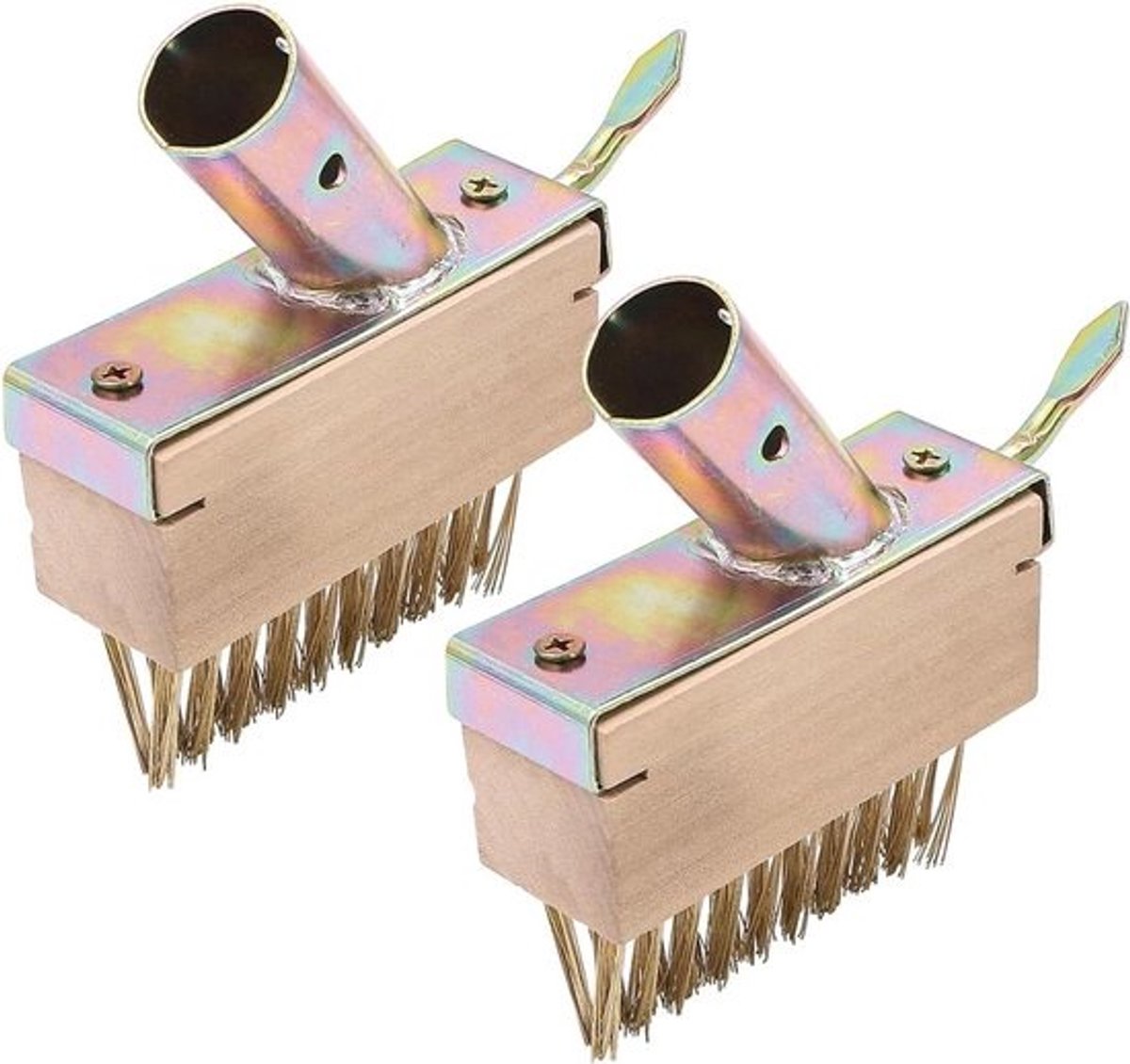 2-delige onkruidborstels - Staal - Tuingereedschap - Houten handvat - Voegenborstel
