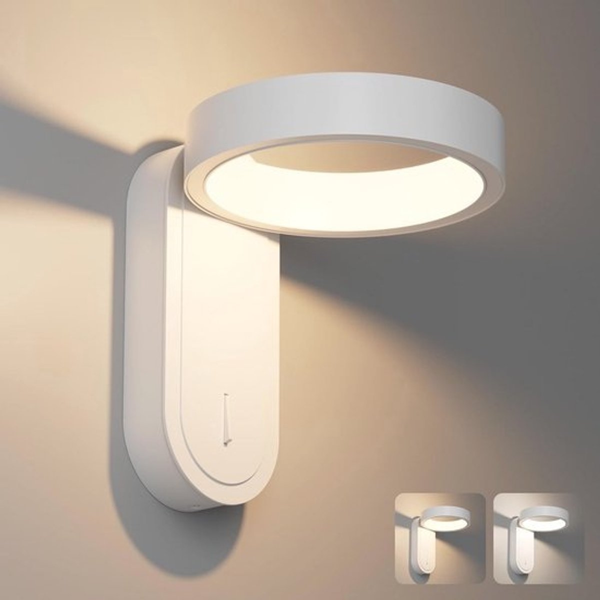 Dimbare led-wandlamp voor binnen met schakelaar - 330° draaibaar en met kleurtemperatuur 3000K/4000K - Moderne wandverlichting voor woonkamer en slaapkamer