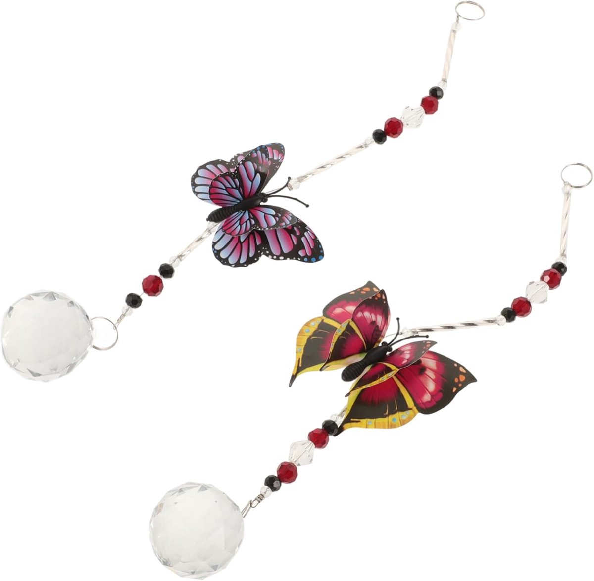 1 Set Decoratieve Kristallen Hangende Met Kleurrijke Lamp Ornamenten Roze Voor Lamp Wand Decoratie 2 Stuks