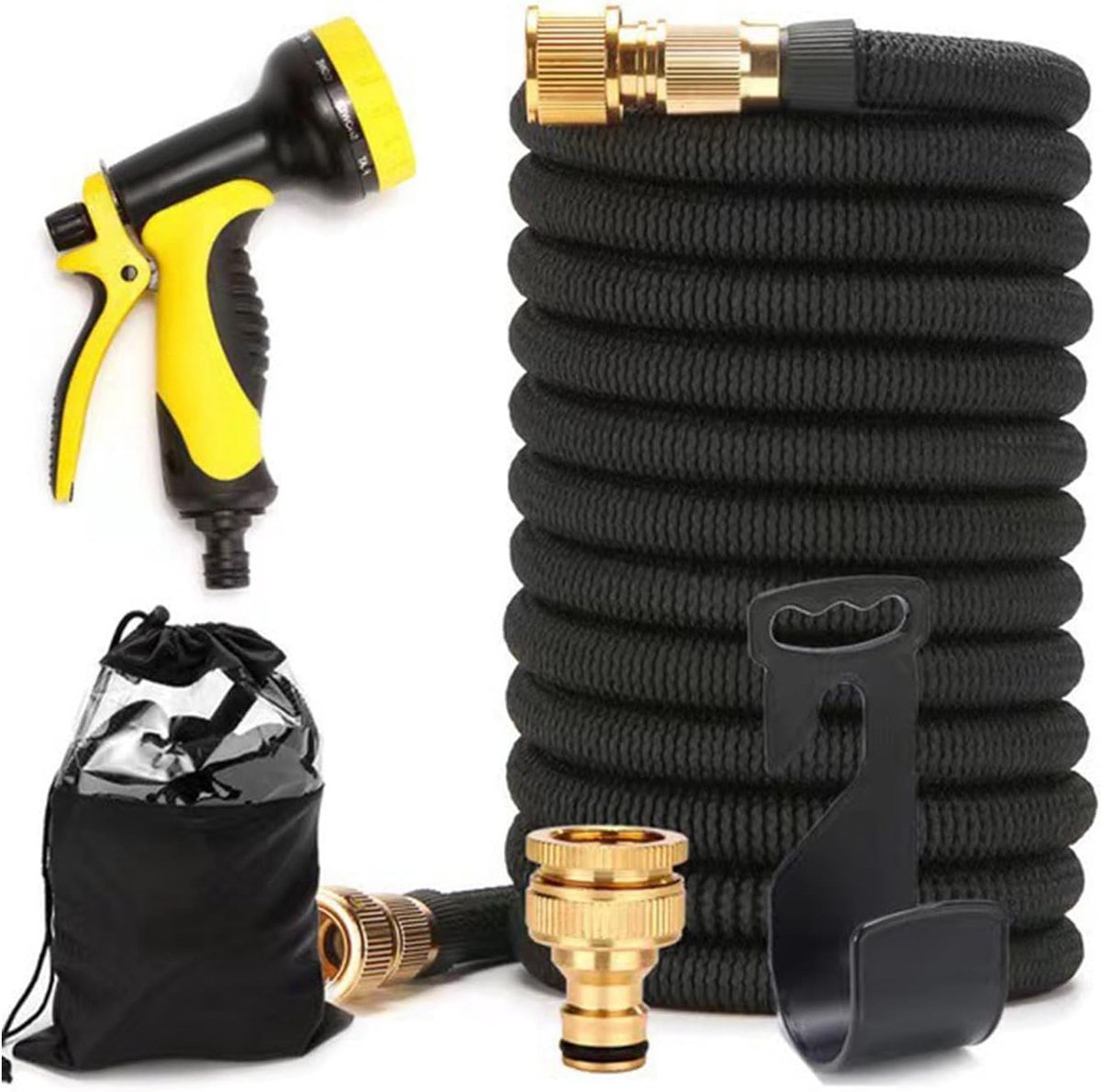 Ttelescopische slang, knikvrije flexibele slang met multifunctionele waterspuitpistool, geschikt voor tuinwater, auto wassen, huisdierenbaden,100ft