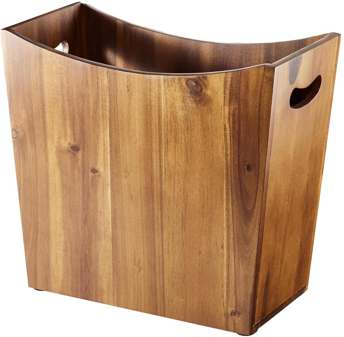 Rechthoekige afvalmanden van acaciahout, 3 gallons met handgrepen, kleine prullenbak voor badkamer, bruine vuilnisbak voor spa, decoratie, keuken onder toonbank, woonkamer, kantoor