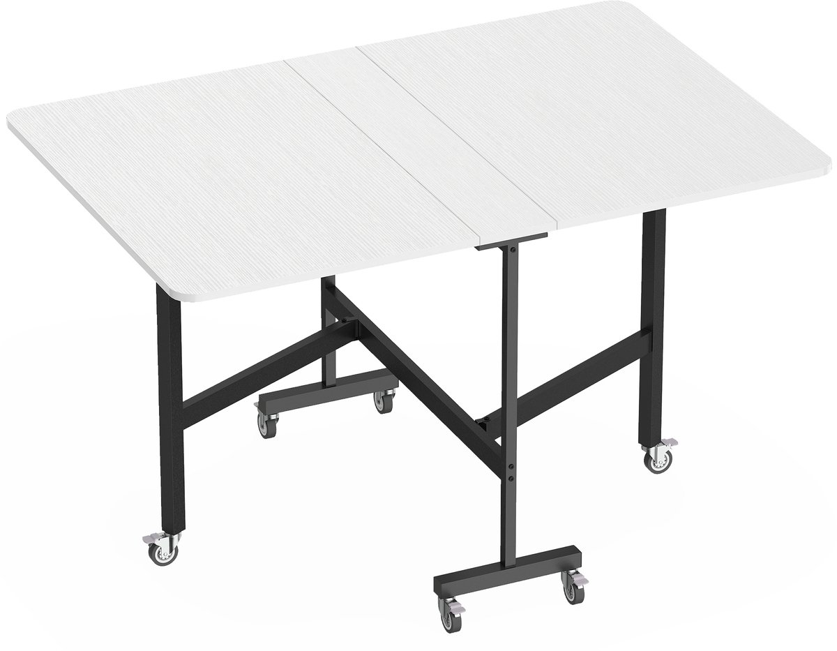 Homona Klaptafel - Voor 6 personen - Met 6 wielen en remmen - 120 x 80 x 73 cm - Wit