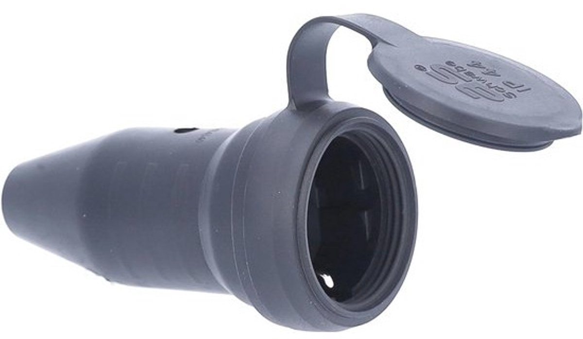 Rubberen koppeling - IP44, 230 V/16 A, zwart - voor de bouwplaats