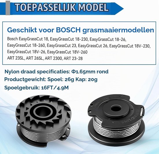 Vervangspoel voor Grastrimmer, Compatibel met Diverse Bosch Modellen, Ideaal voor Tuinonderhoud en Grasmaaien, 4 Coils, Duurzaam en Betrouwbaar — afbeelding 2