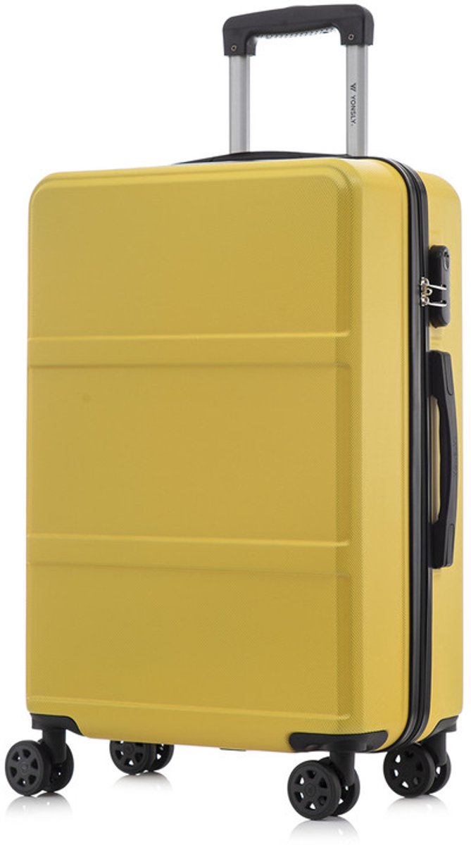 YONSLY Handbagage Koffer - 66cm - 66 L - Cijferslot- 360° Draaibare Wielen - Trolley- 66 x 43 x 26 cm - Geel