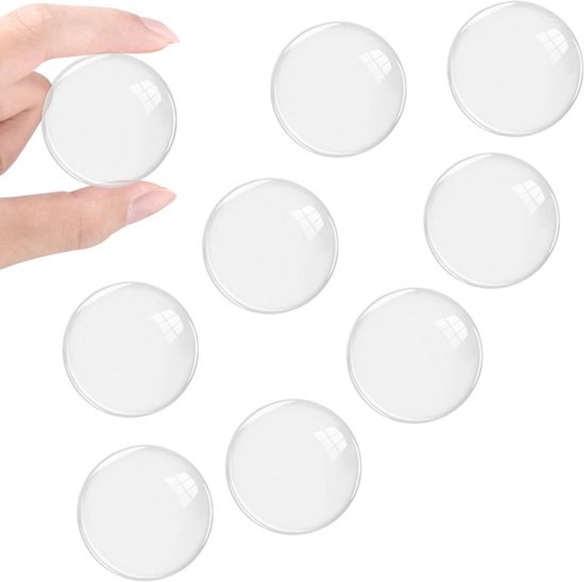 Deurstopper - voor de muur - Zelfklevende transparante wandbescherming - 9 stuks - Ø 40 mm