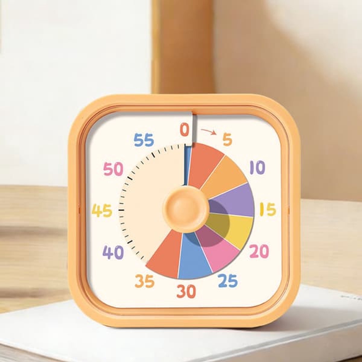 Timer - Stille visuele timer - Efficiënt tijdmanagement - Draagbare regenboogschijftimer - Beltoon- en knipperherinnering - Geel - 8,7*8,7*5 cm