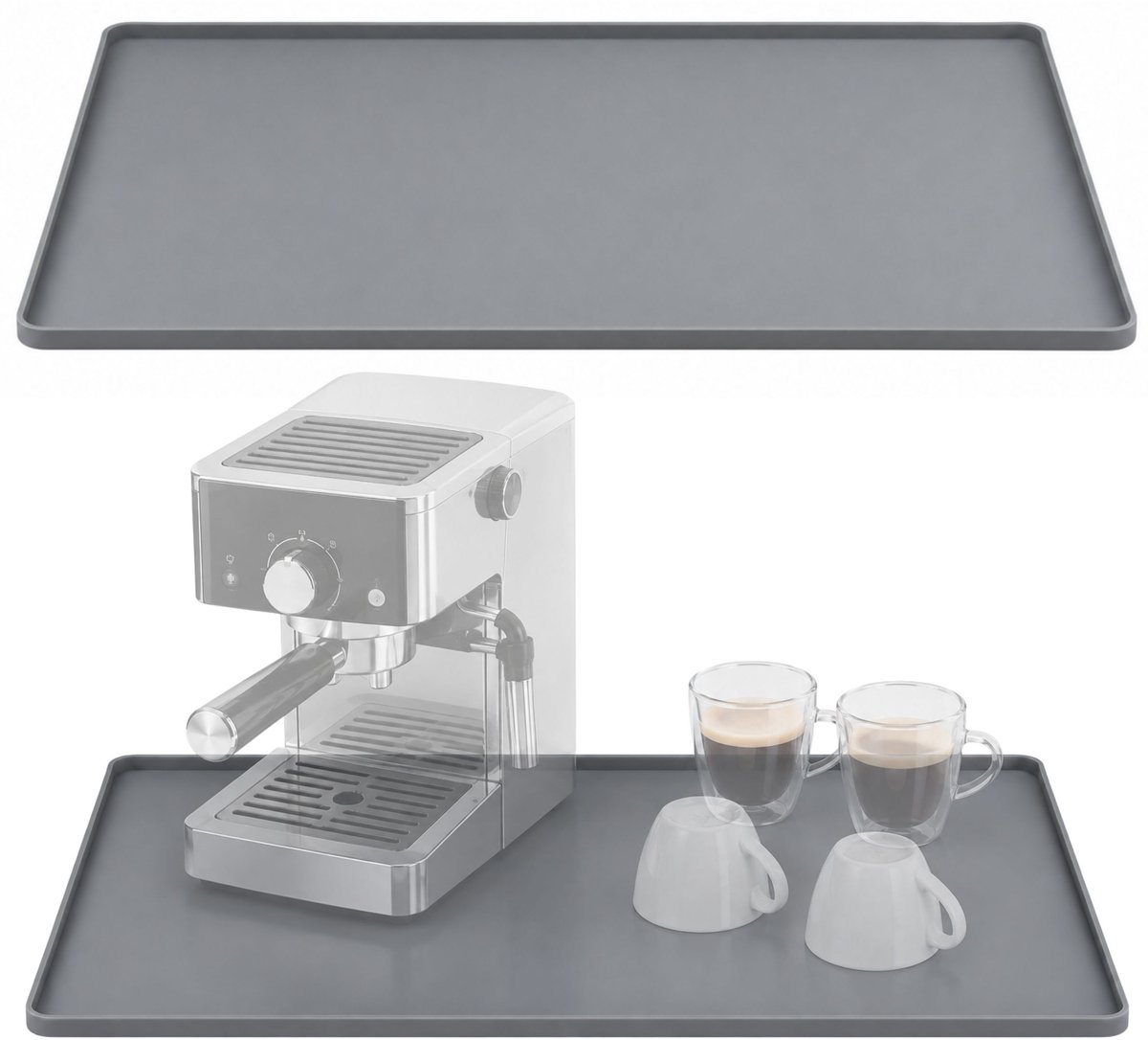 Siliconen onderlegger voor koffiezetapparaat, weerstand tot 240°, grijs 61x40 cm
