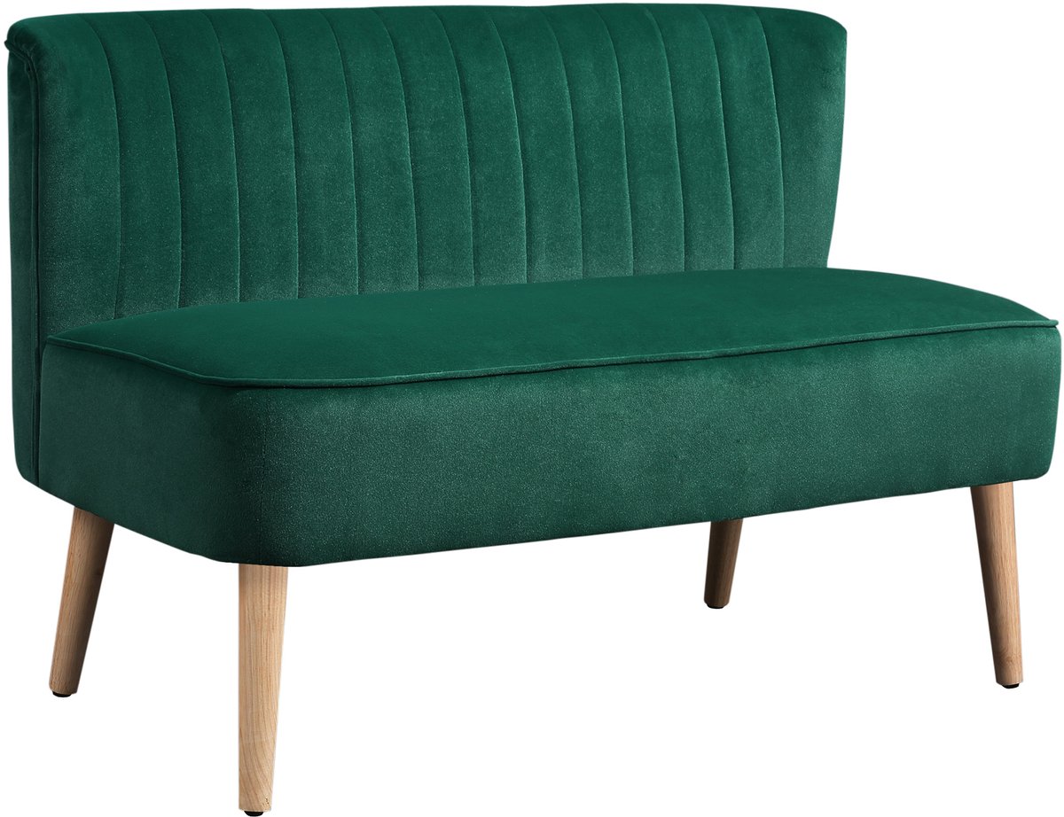 Homona 2-zitsbank - Retrodesign - 117 x 56,5 x 77 cm - Dunkelgroen