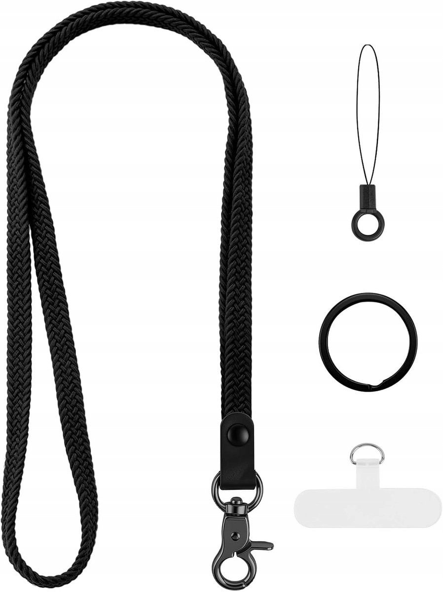 Nekkoord met 360° draaibare metalen sleutelhanger - Complete set