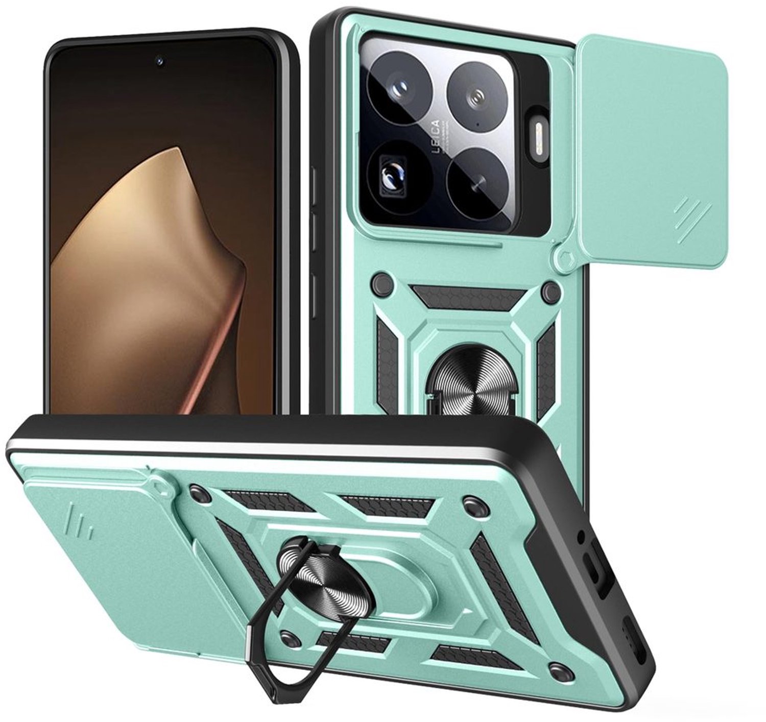 Case voor Xiaomi 17T - Schokbestendig met Roterende Kickstand - Groen