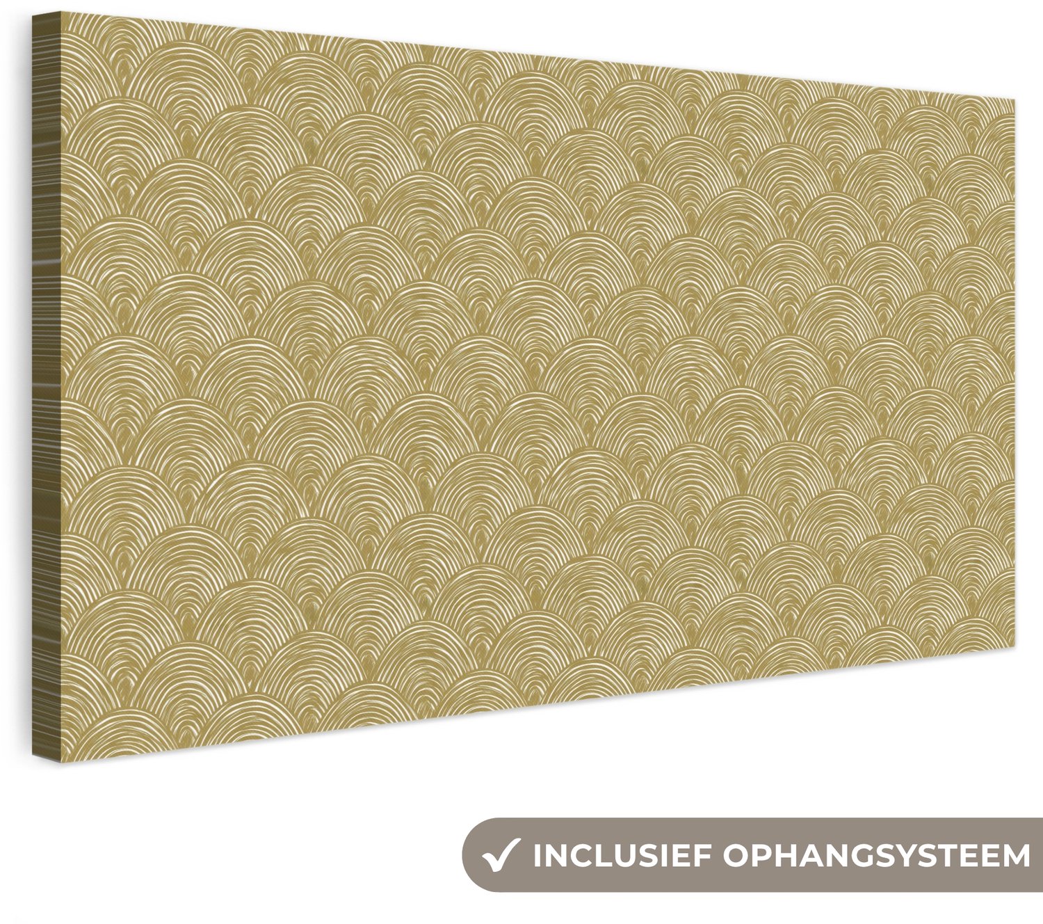 Canvas schilderij 80x40 cm - Exclusieve wanddecoratie Waaier - Geometrisch - Groen - Muurdecoratie woonkamer - Slaapkamer decoratie - Kamer accessoires - Schilderijen op canvas