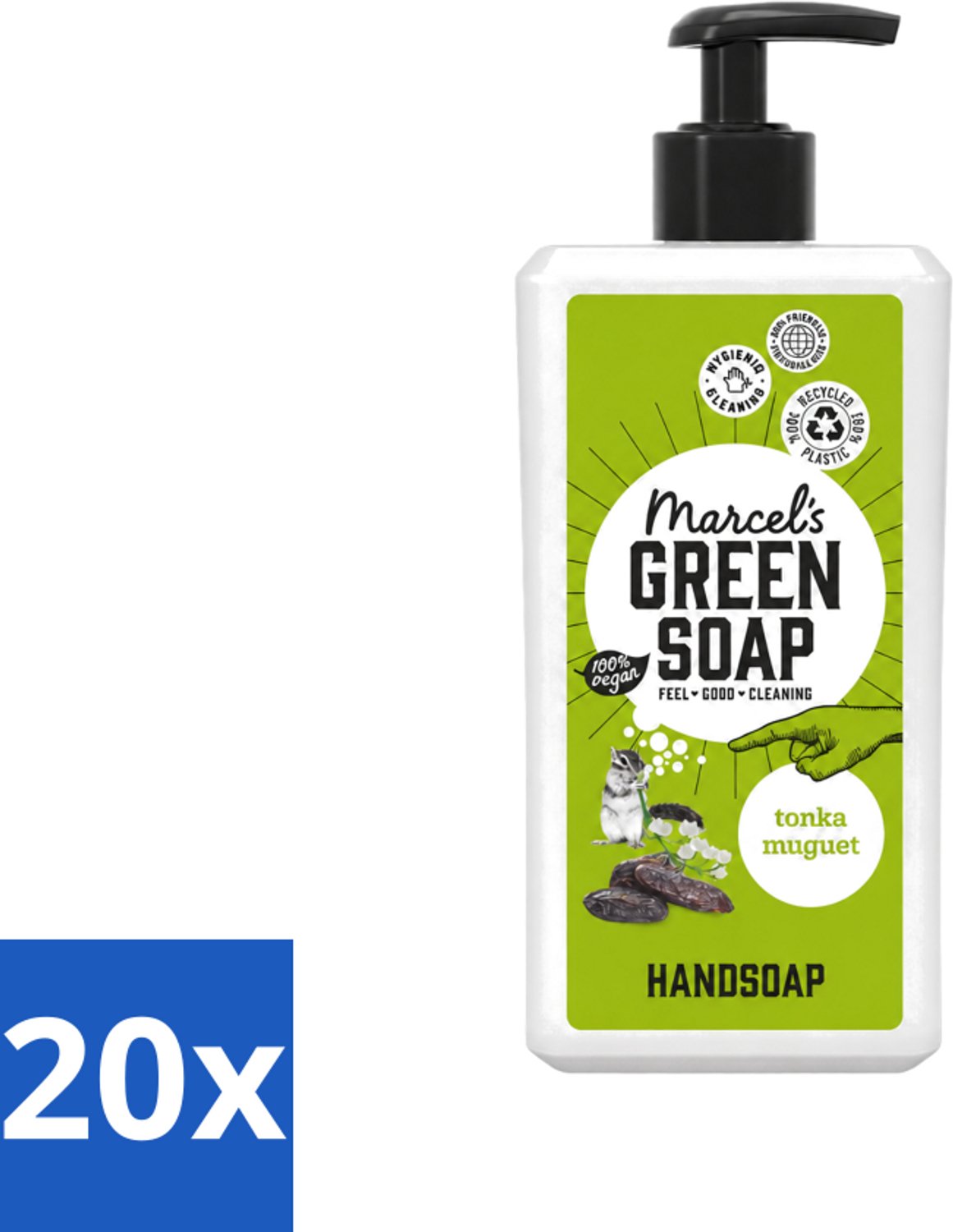 20 x Marcel's Green Soap - Handzeep - Tonka & Muguet - Zachte verzorging - 500 ml - Voordeelverpakking - 20 stuks