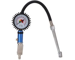 Bandenspanningspistool Met Manometer - 12 Bar Meetbereik - Zelfklemmende Kop - Legering - Voor Auto's En Fietsen