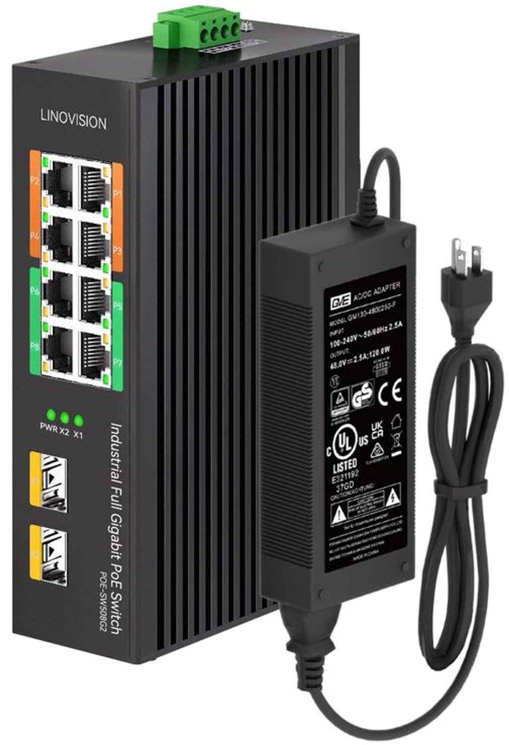 Industrial Switch met 8 Poorten en 4 BT 90W PoE Poorten