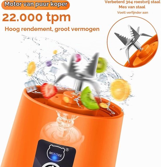 Draagbare mini-mixer, 2000 mAh, 22000 omw/min, voor sap, smoothies — afbeelding 2