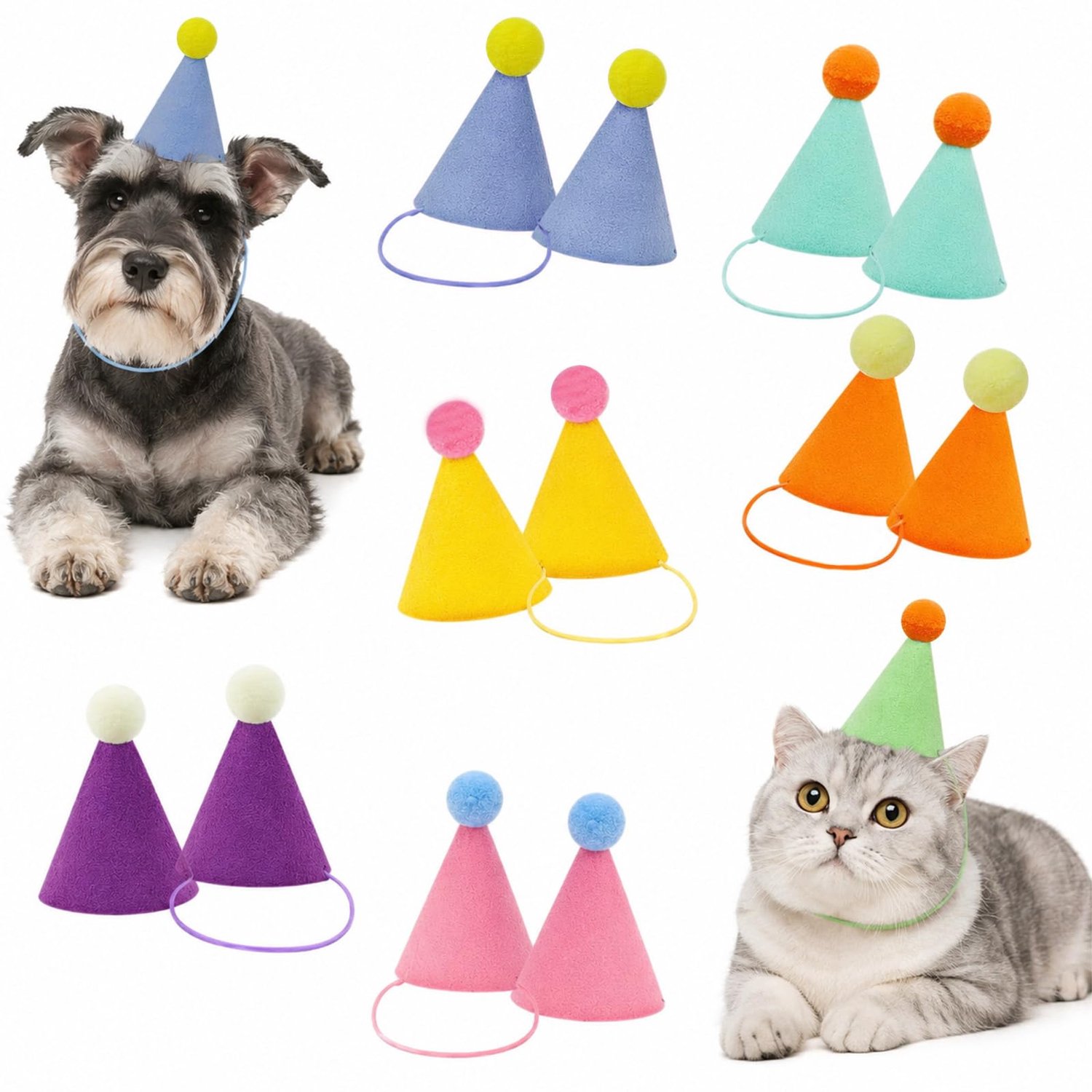 Set van 12 Mini Feesthoeden voor Huisdieren