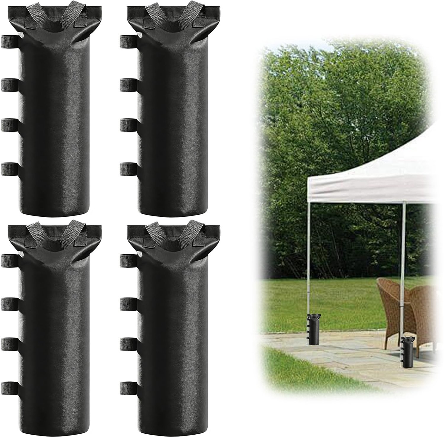 Zandzakken voor Tent en Paviljoen - Set van 4 Stuks, Zwart