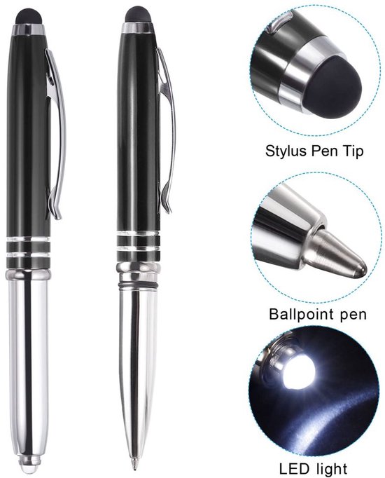 Balpen met stylus tip en LED-zaklamp - 5 Pack — afbeelding 3