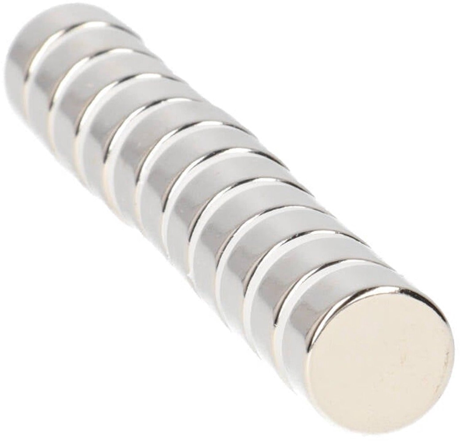 Neodymium Schijfmagneet Ø12 x 6 mm N48 NiCuNi – 10 stuks