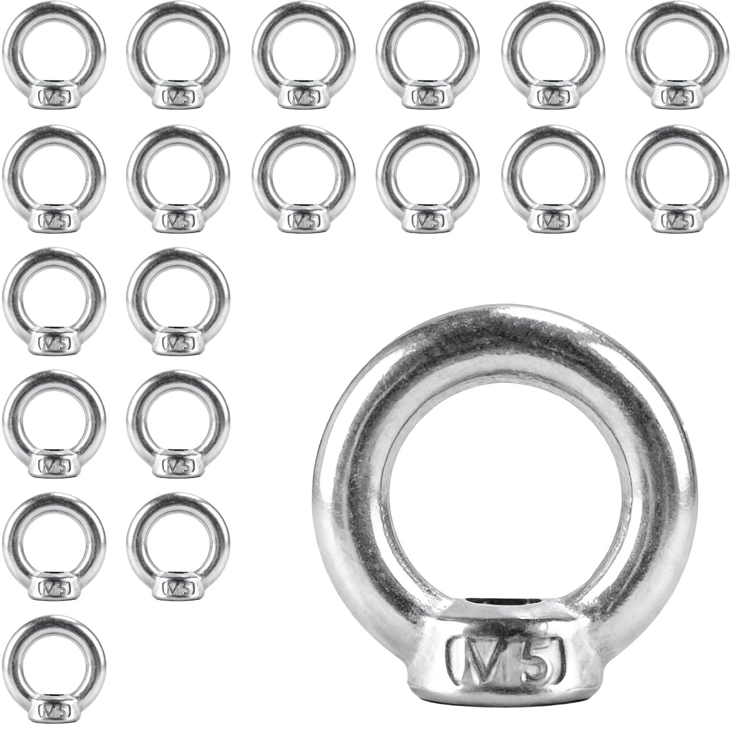 Set van 20 M5 Ringmoeren van RVS