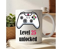 Mok Level 25 Unlocked - Gamer Birthday - Gaming Lover Gift - Gamer Graphic Tee - Birthday Gamer Tee - Gaming - Cadeau Voor Gamers - Gamer Verjaardagscadeau - Gamer Kleding