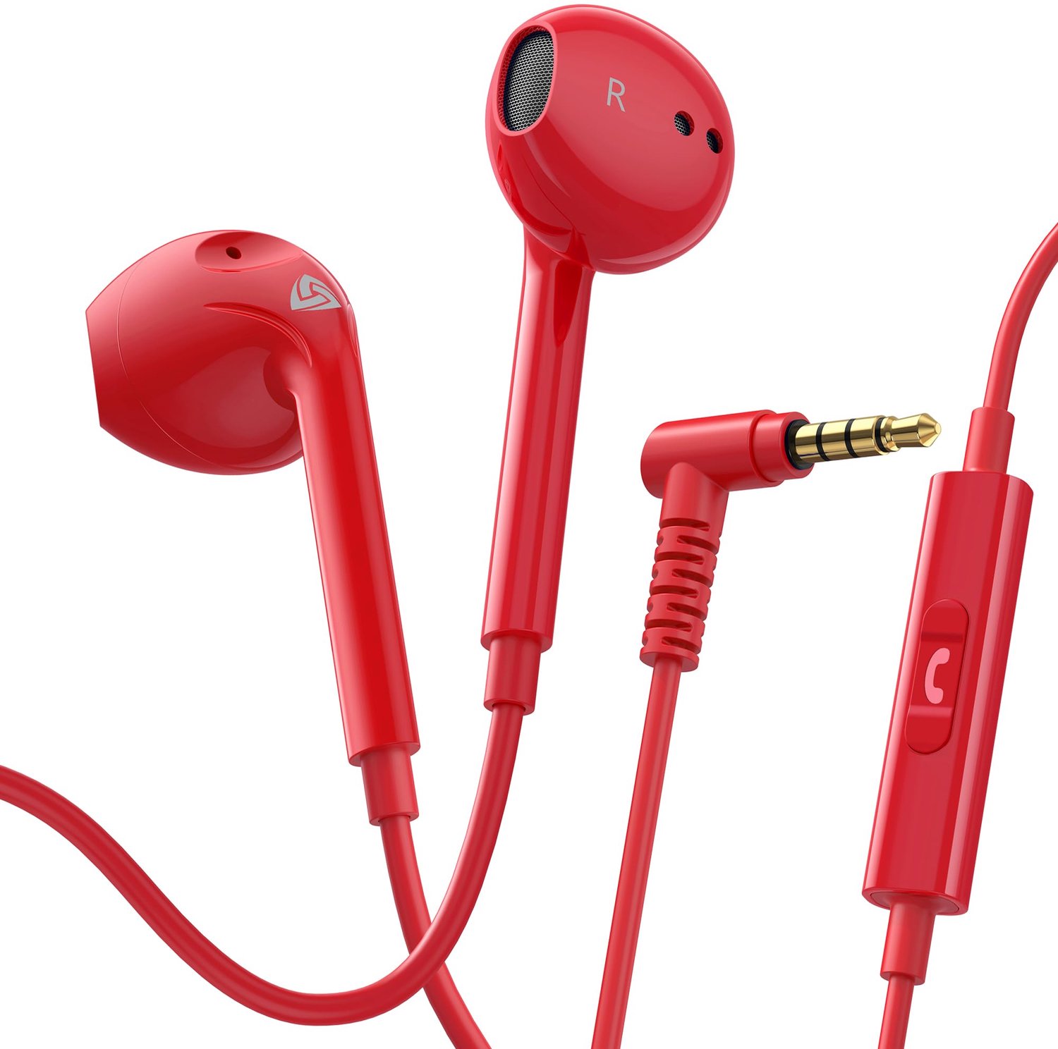 Bedrade In-Ear Koptelefoon met Microfoon in Rood