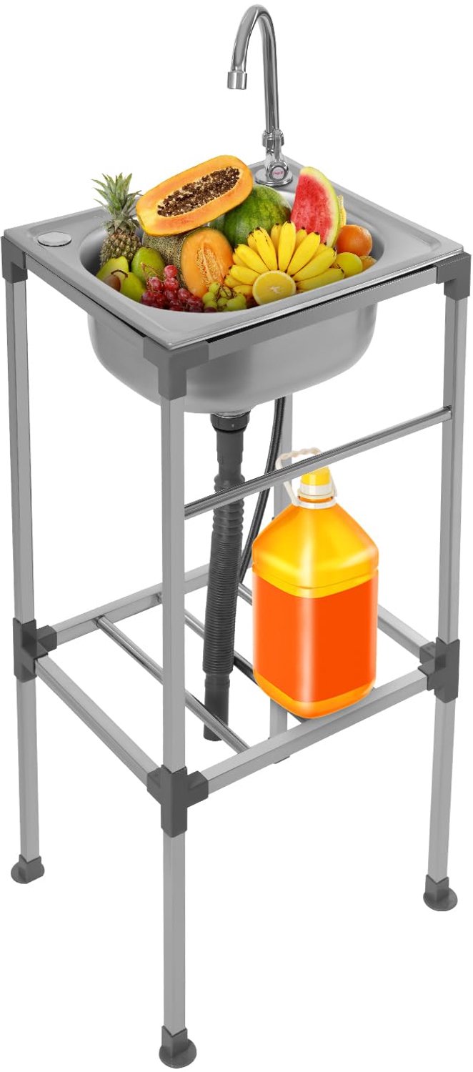 Vrijstaande Spoelbak - 1 Kom met Kraan - Mobiele Keuken