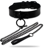 WiseGoods Luxe Gothic Choker Set - Ketting met Riem van Leer - Punk Sieraden Dames Accessoire - Cadeau Geschenk Zwart 46cm