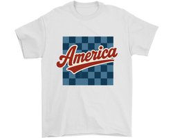 Amerika Shirt – Amerika in Bold Cursive – Patriottische Outfit – Unisex T-Shirt voor Dames & Heren – Origineel Cadeau