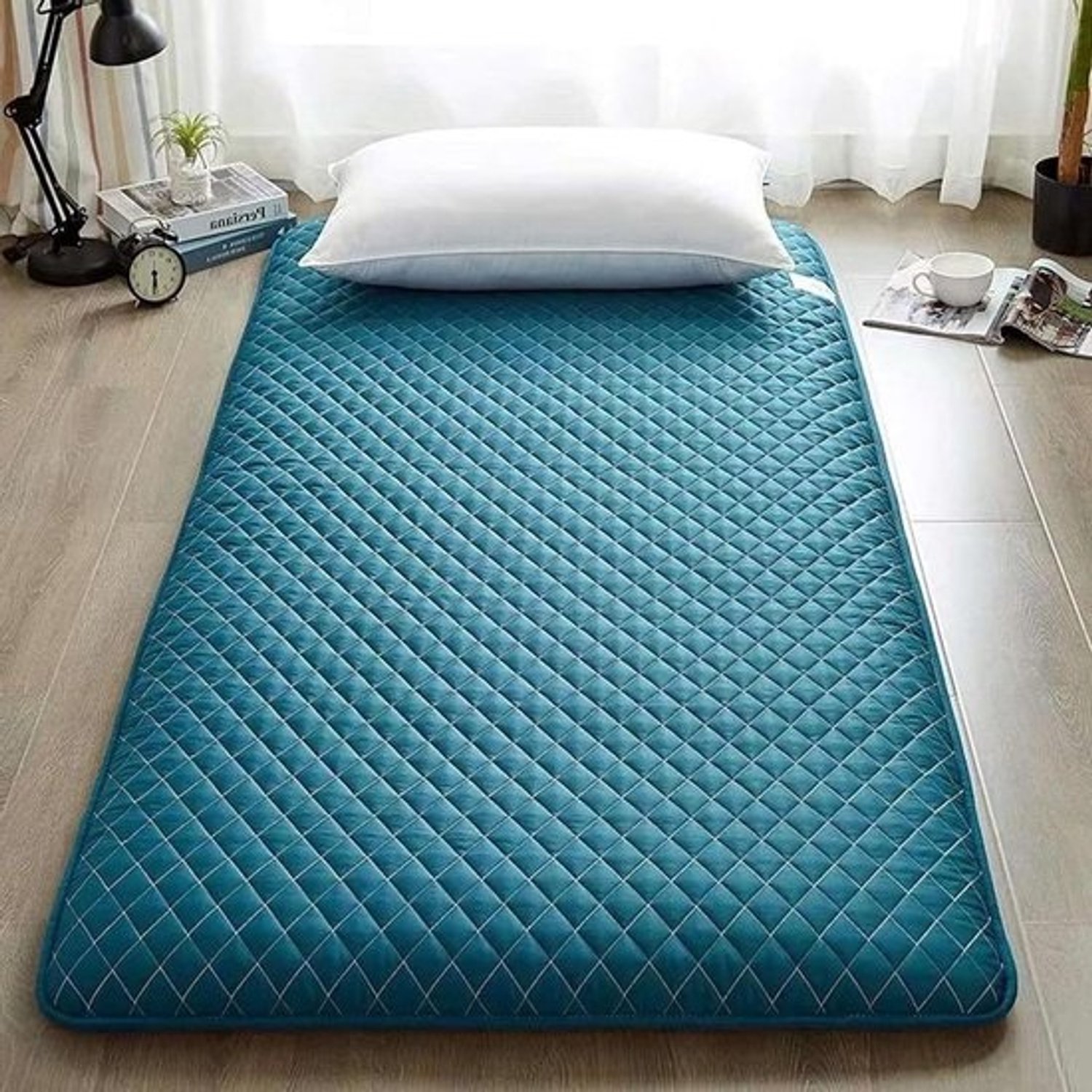 Japanse vloermatras - Futonmatras voor kamperen - Comfortabel slapen - Opvouwbaar en draagbaar - 150x200 cm - Grijs